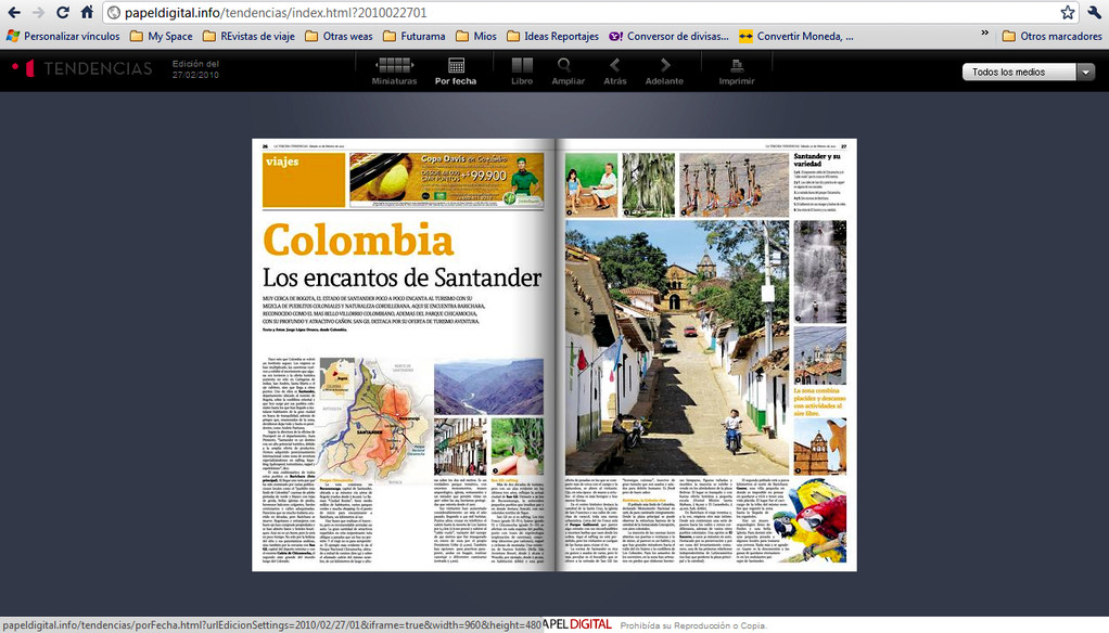 Diario La Tercera (Chile)- Febrero 2009- Santander, Colombia.