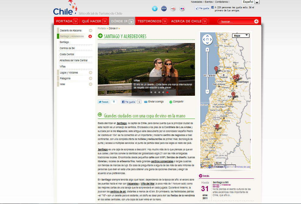www.chile.travel- Realización de Contenidos Zona Central