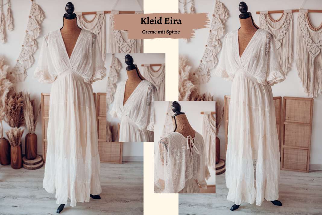 Kleid in Creme mit Spitze