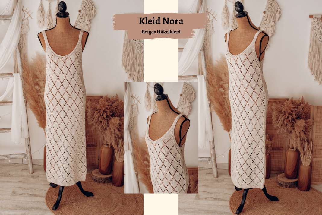 enganliegendes Kleid in Creme