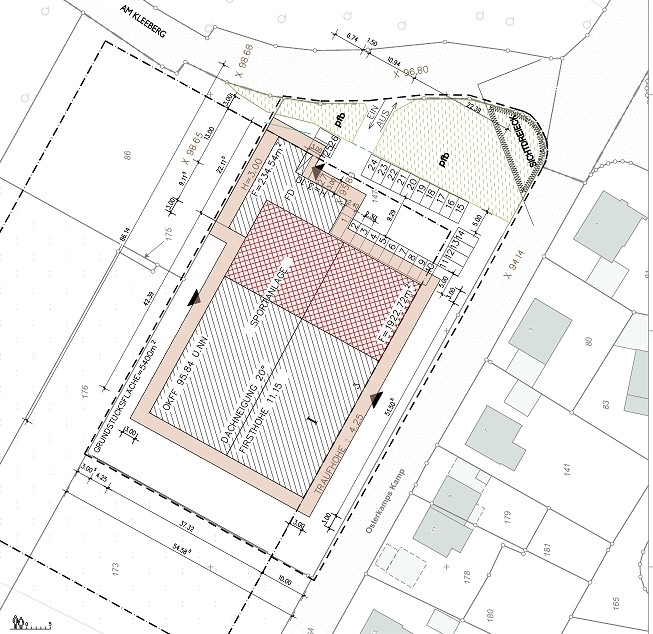 fitness und tennis am kleeberg in lengerich,bild 1 lageplan, Bockhaus-Odenthal Architekten Münster realisieren|optimieren|sanieren|seit 1989 Architektur-individuell |kreativ|energetisch|Architekten AKNW,NRW,germany architects