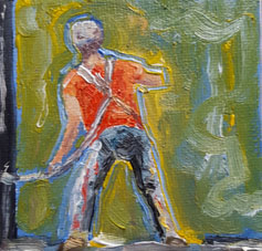 Painting Artist Mindestgebot  20,- statt 35 Euro - 2019   7,5 x 7,5 cm Ölfarbe auf Malerkarton, mit einer kleineren Leinwand hinterklebt zwecks schwebender Hängung