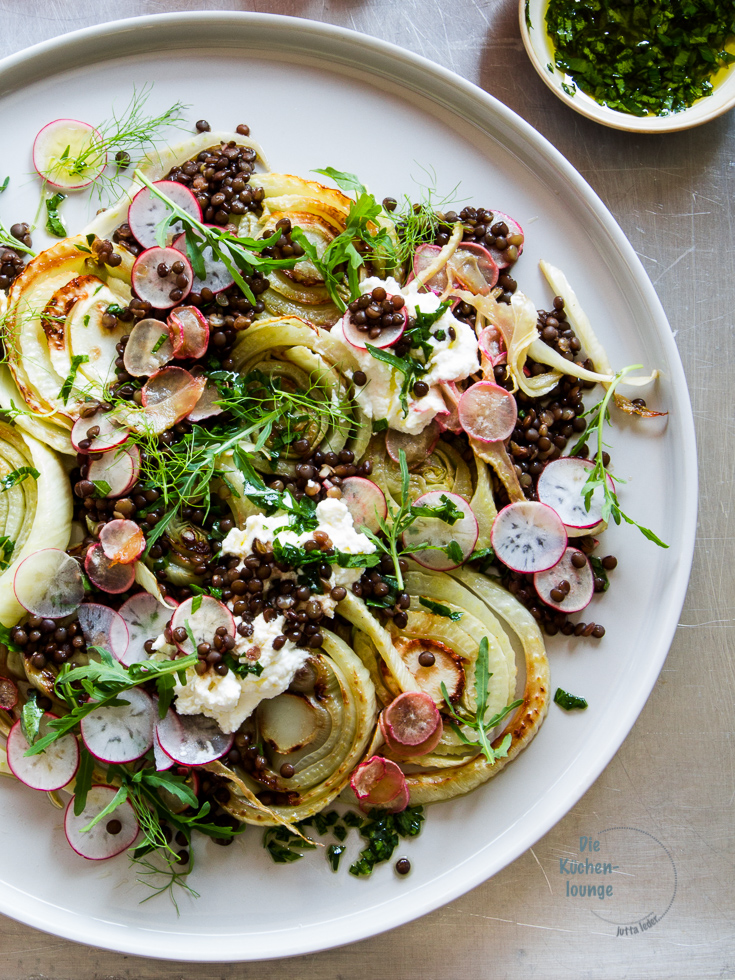 Fenchel-Linsen Salat mit geschmorten Radieschen - Die Küchenlounge