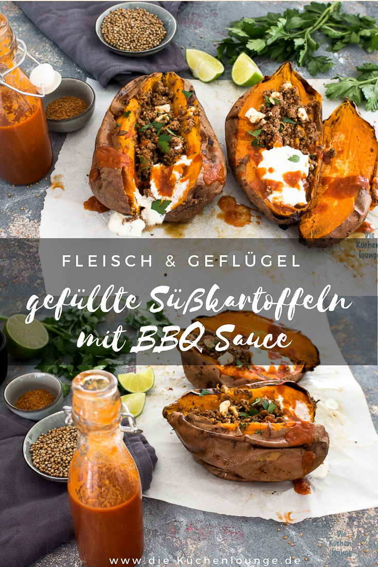 Gefüllte Süßkartoffeln mit BBQ Sauce