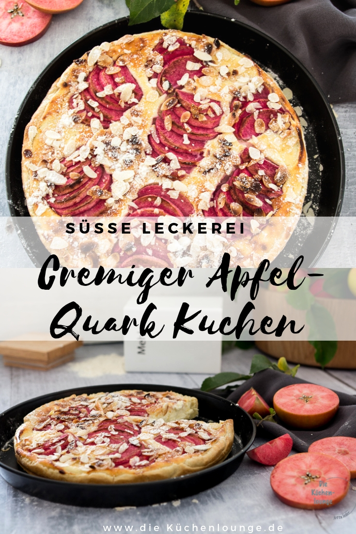 Cremiger Apfel-Quark Kuchen mit Mandelblättchen