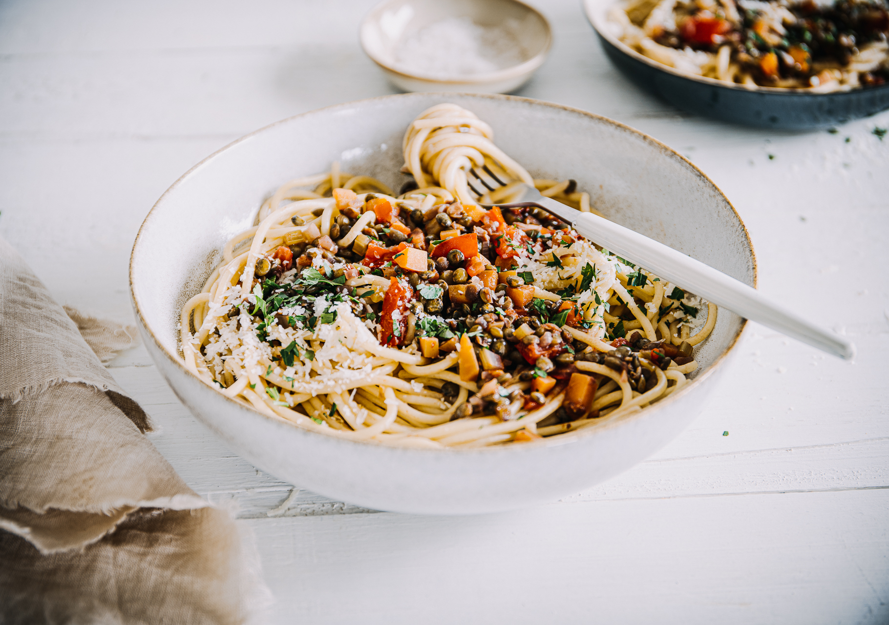 Spaghetti mit Rotweinlinsen - und einfache Tipps für mehr Nachhaltigkeit