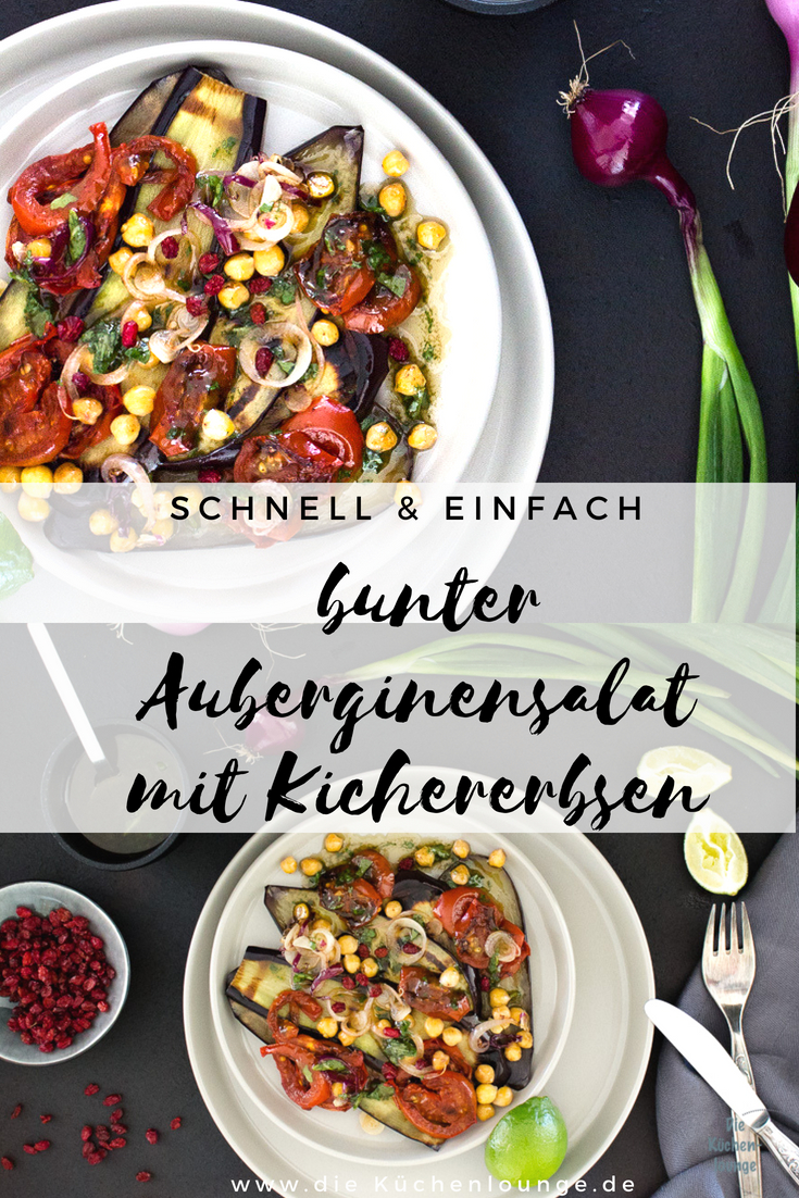 Bunter Auberginensalat mit Kichererbsen