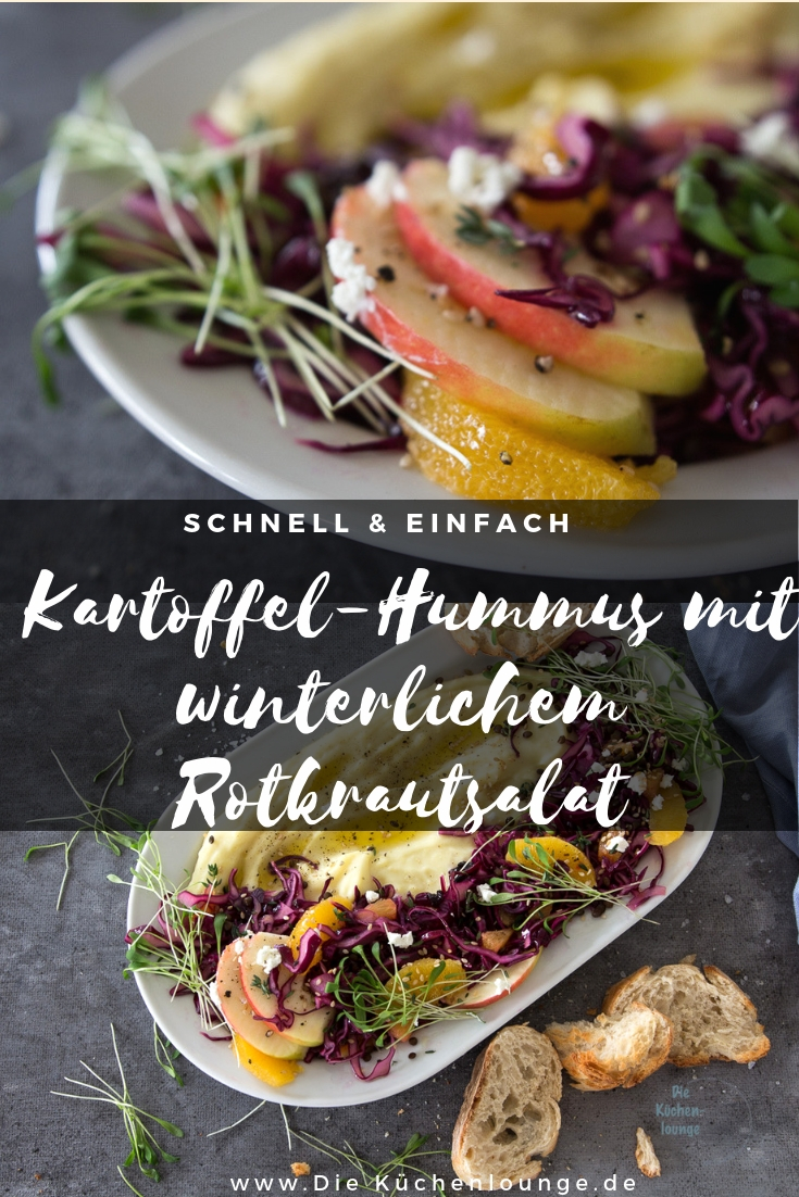 Kartoffel-Hummus mit winterlichem Rotkrautsalat
