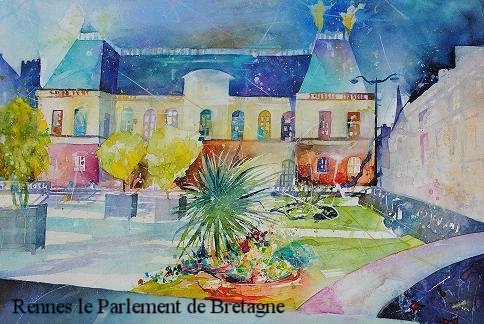 Rennes le Parlement de Bretagne  Prix de la Société des Aquarellistes de Bretagne Salon de Montgermont 2021