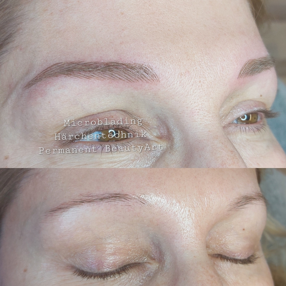 Microblading Augenbrauen Härchen Technik 