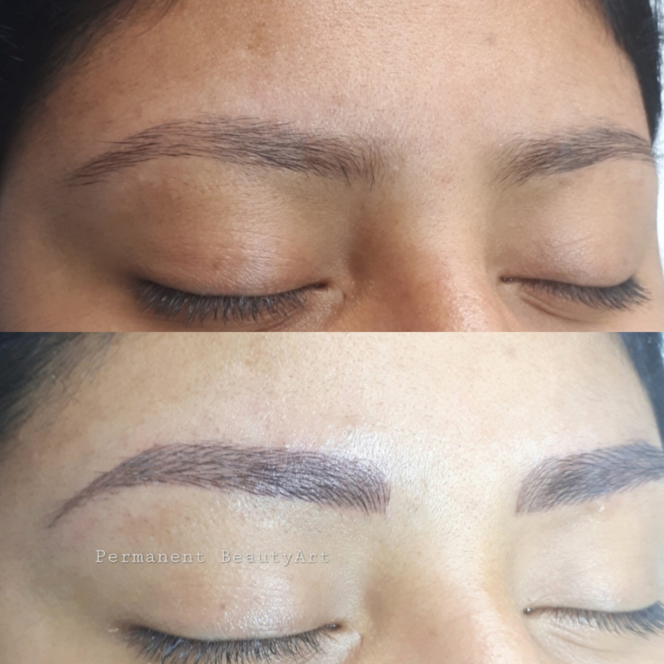 Brows vor und nach Microblading