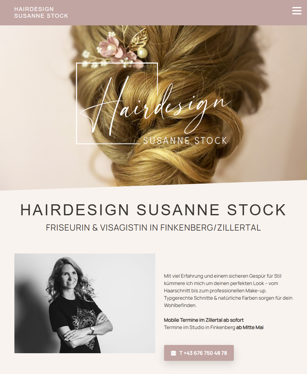 Website Friseurin Susanne Stock Finkenberg