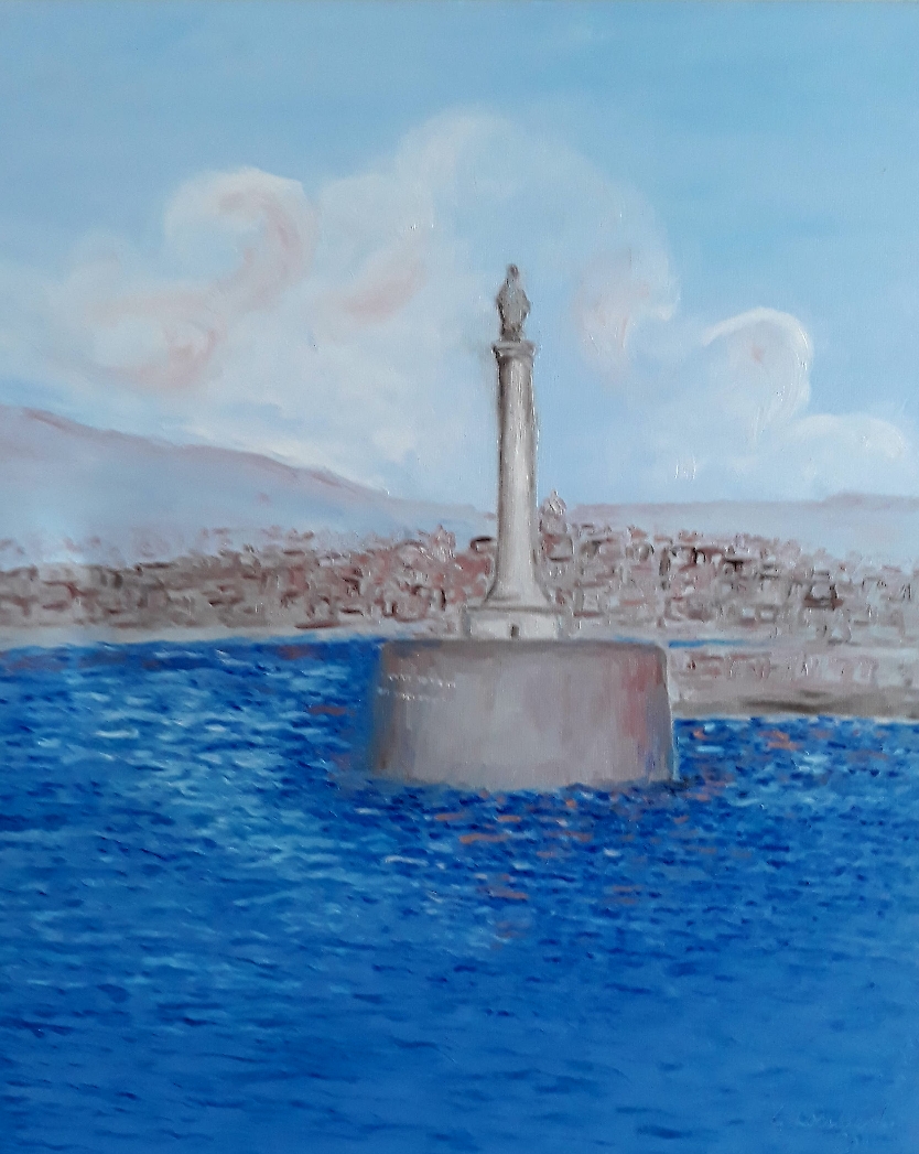 Messina. Madonnina del porto. Olio su tela.  70x50 cm. € 120.