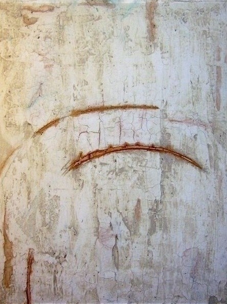 N°19 - Rissiges Beige, 40cm x 30xm, Materialmix auf Leinwand