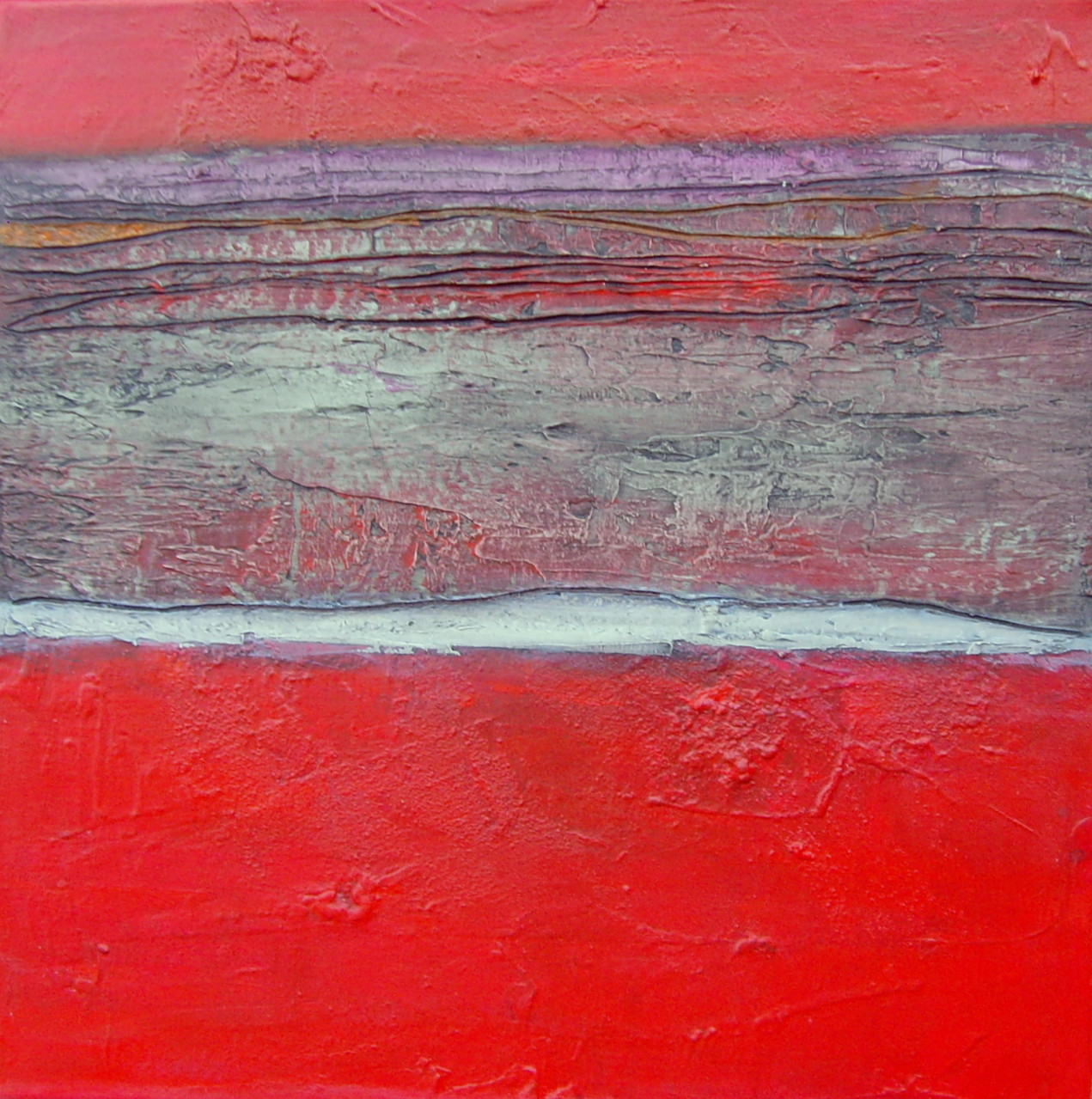 Qudratische Rot, 40cm x 40cm. Mixed Media