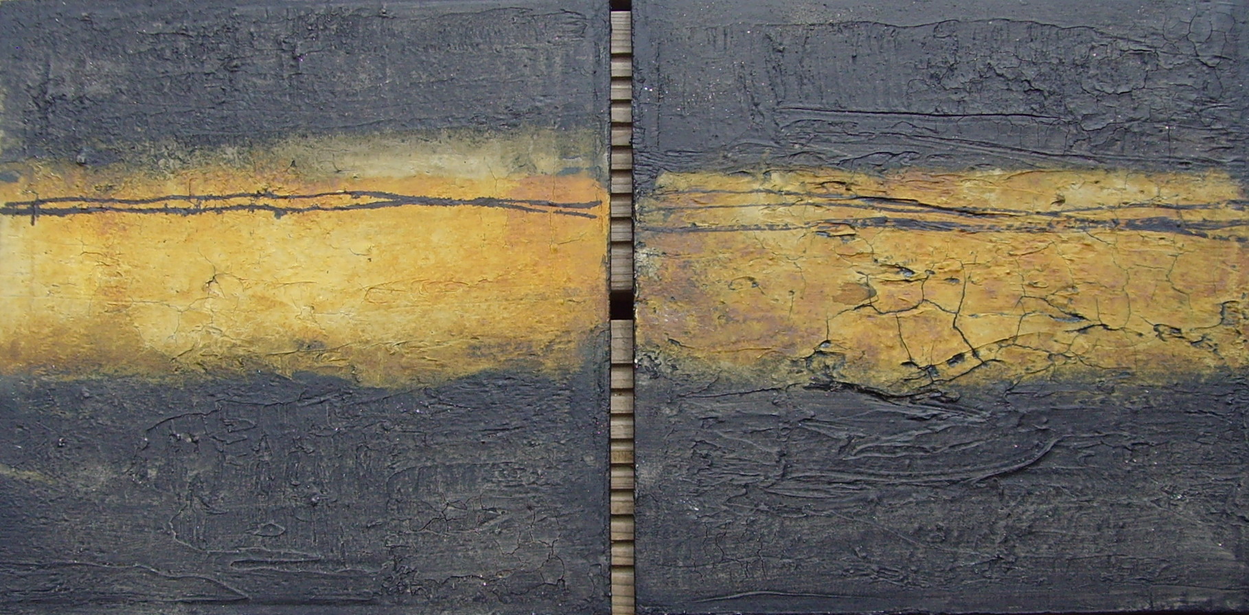 2 x Ocker-Schwarz, 40 cm x 40xm, Mixed Media