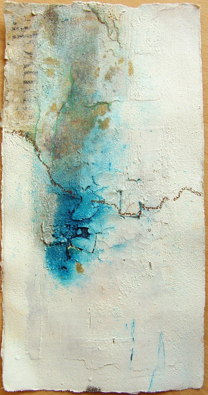 33cm x 16,5cm, Abstrakte Papierarbeit mit Sumpfkalk