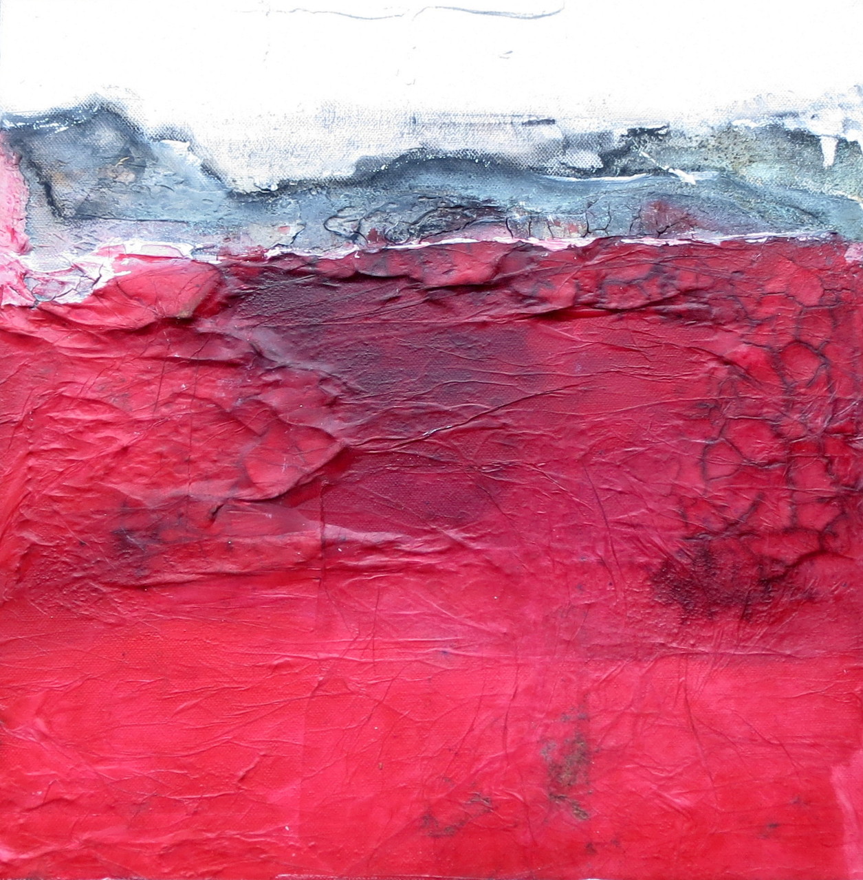 Unten Rot, 40cm x 40cm, Mixed Media