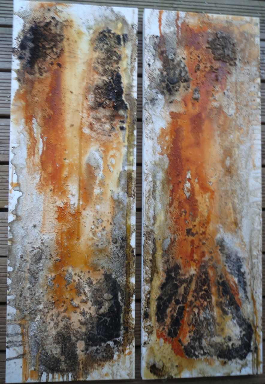 Durchbrochen, 2x 40cm x 1,20m, Mixed Media auf Leinwand