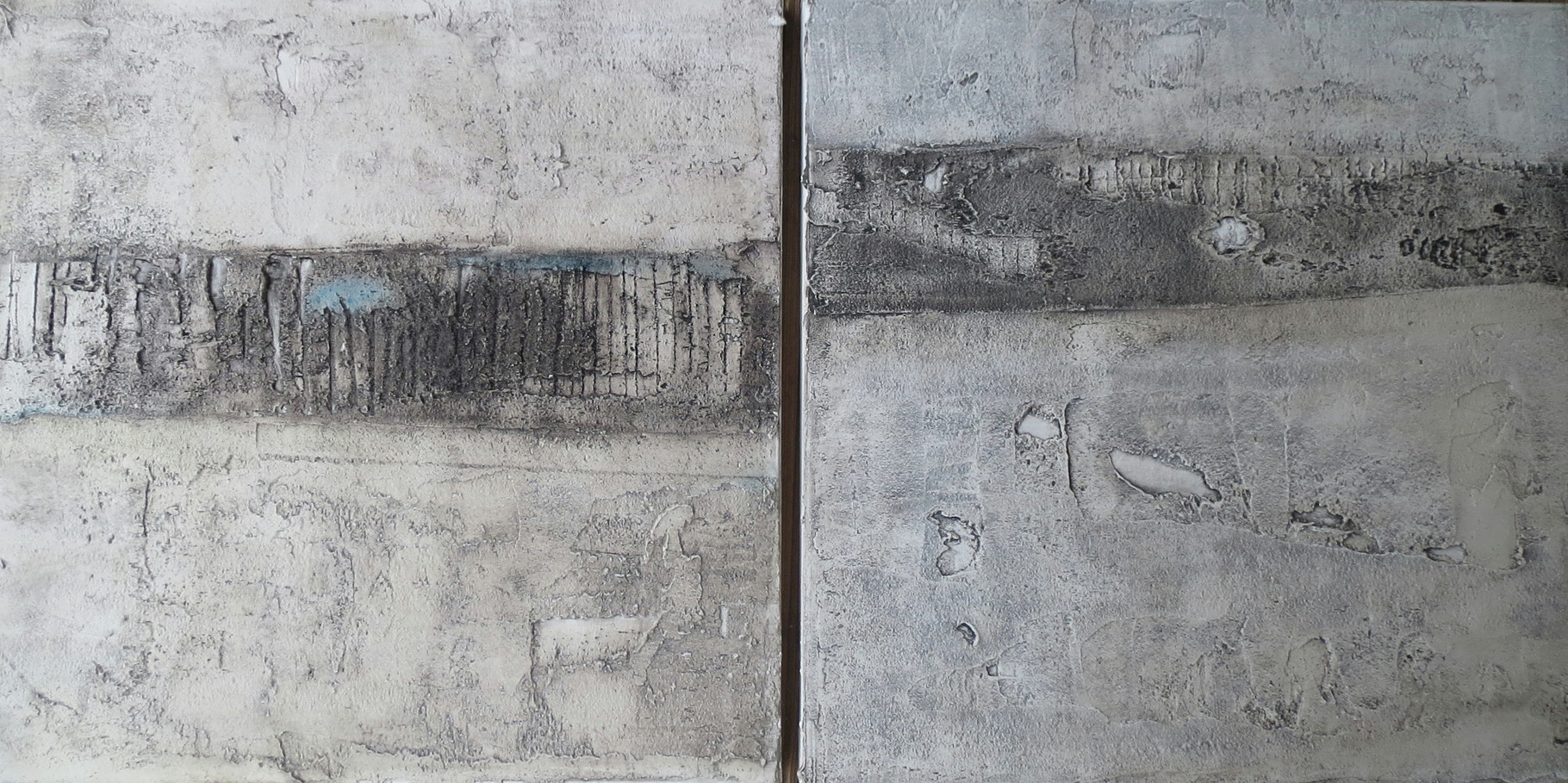 2 x Wenn Wände reden könnten, je 60cm x 60cm x 4,5cm, Baumaterial auf Leinwand