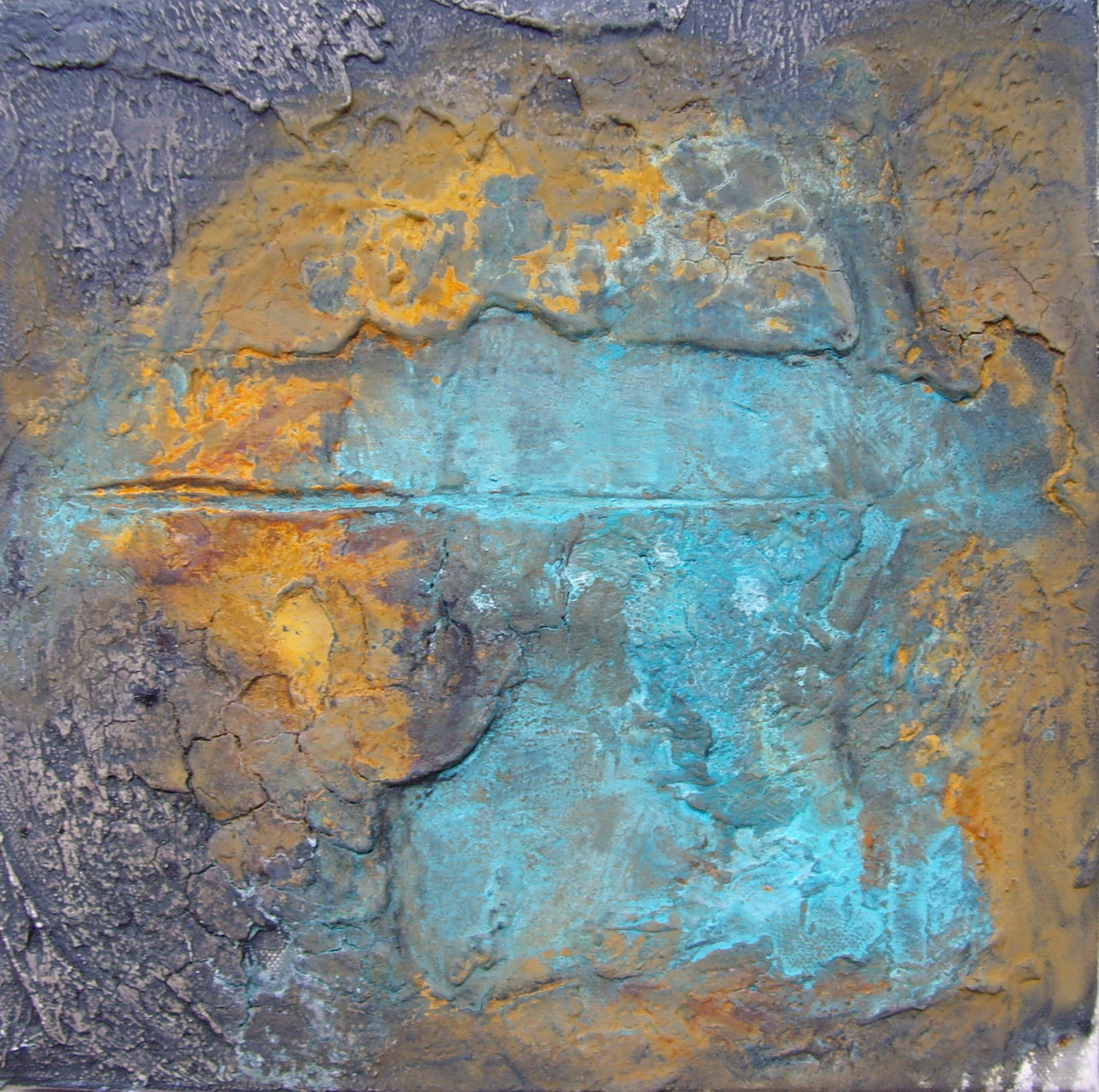 Es brodel, 30cm x 30cm x 1,98 cm, Materialmix Rost