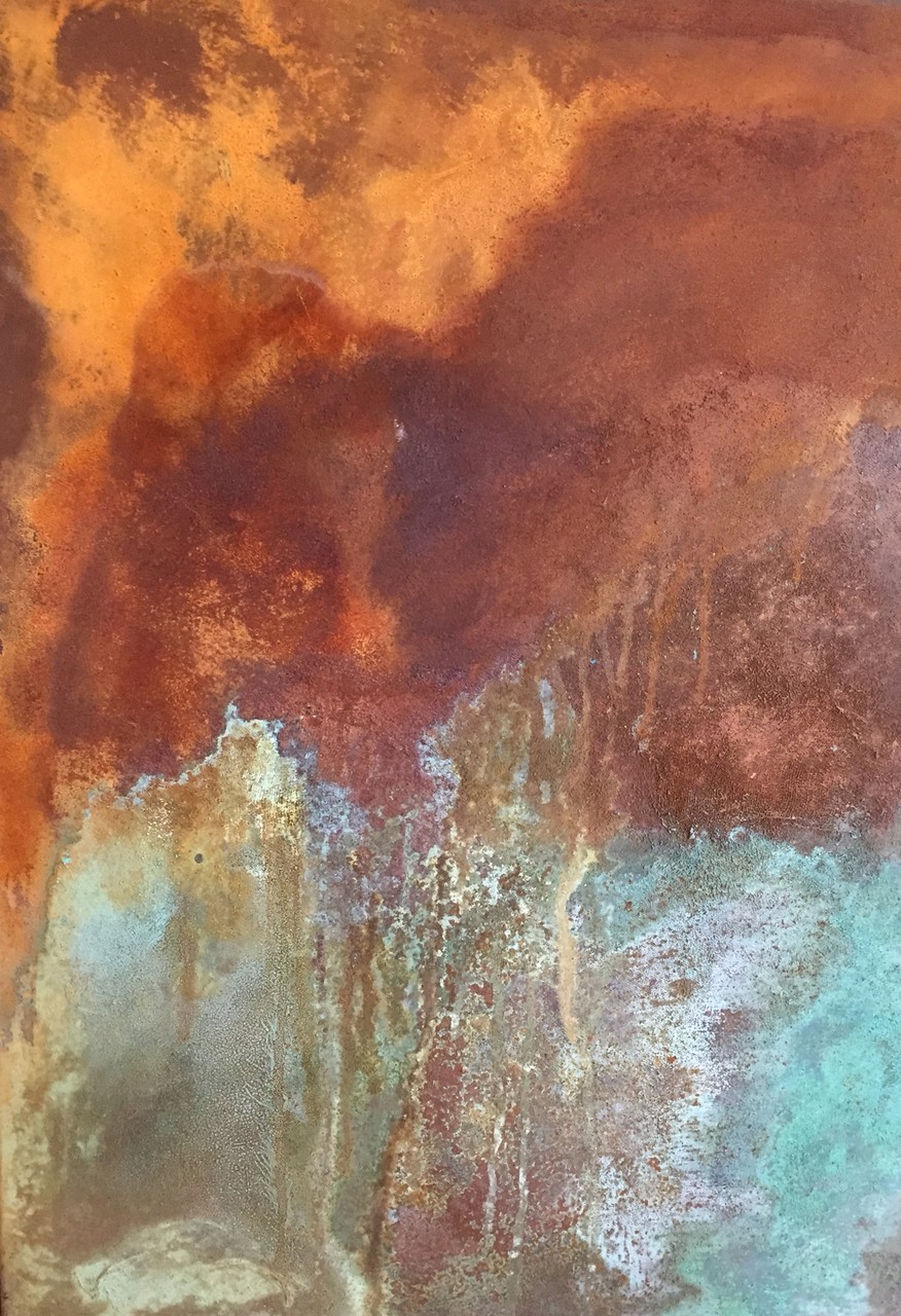 50cm x 70cm, Mixed Media mit Rost 