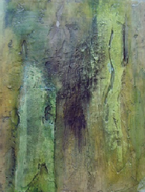N° 13 - 50cm x 40cm, Es grünt so grün, Materialmix auf Leinwand
