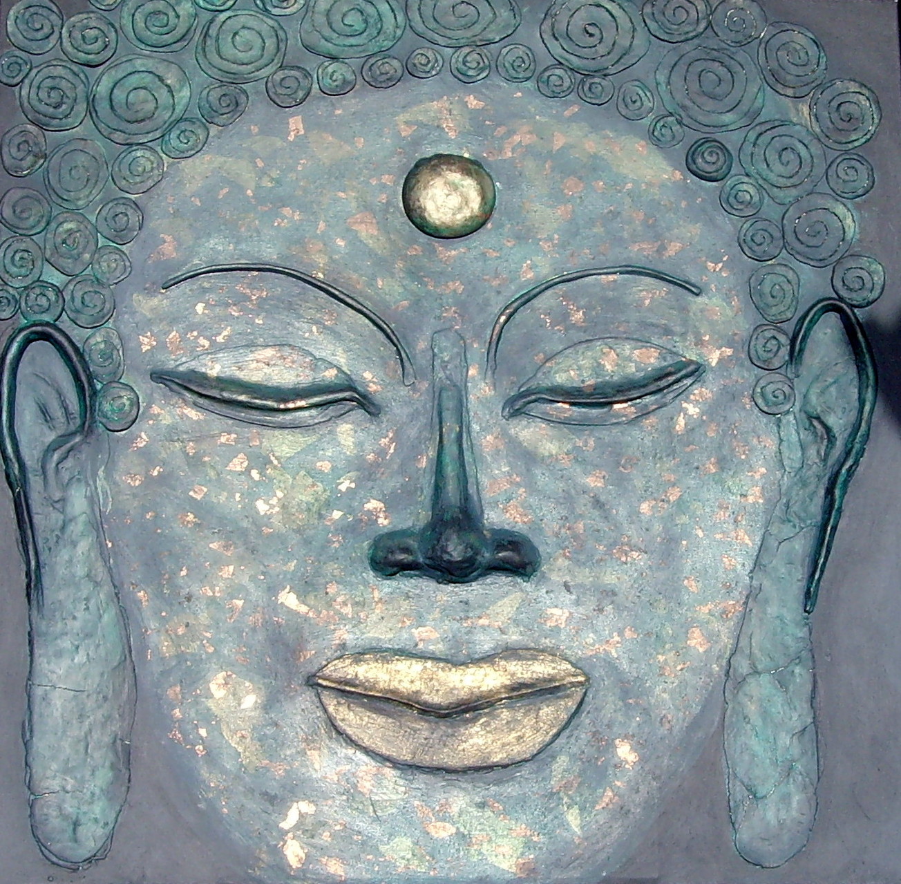Buddha, 80cmx 80cm, Materialmix