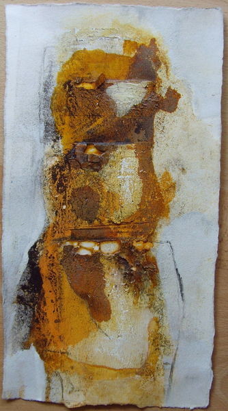 32,5cm x 18cm, Abstrakte Papierarbeit mit Sumpfkalk