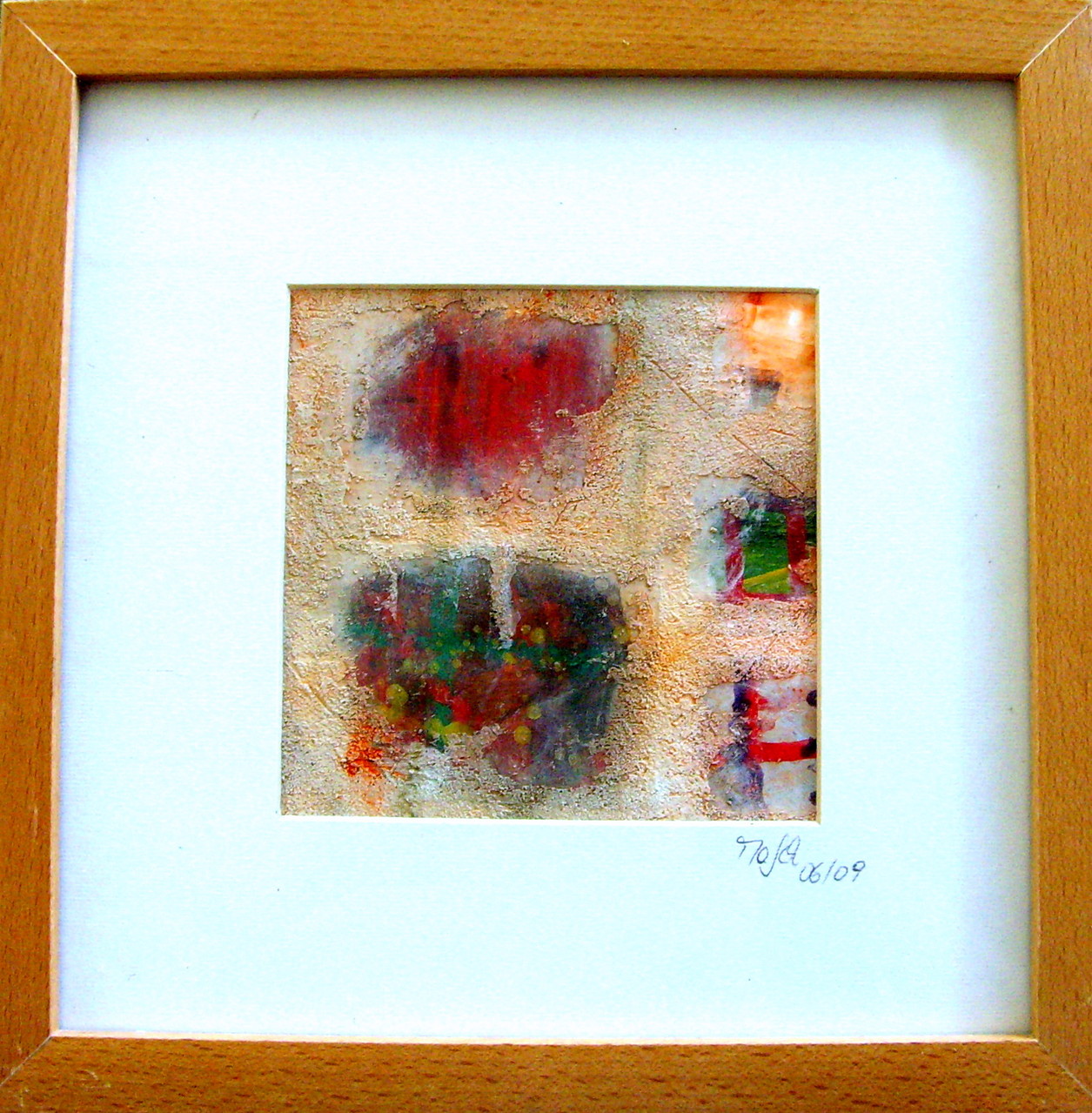 Gerahmtes Bild, 23cm x23cm, Materialmix
