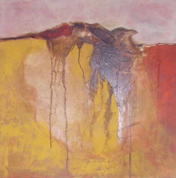 50cm x 50cm, Am Abgrund, Materialmix / Moorlauge