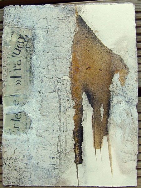 N°17 - Abstrakte Papierarbeit gerahmt, Materialmix