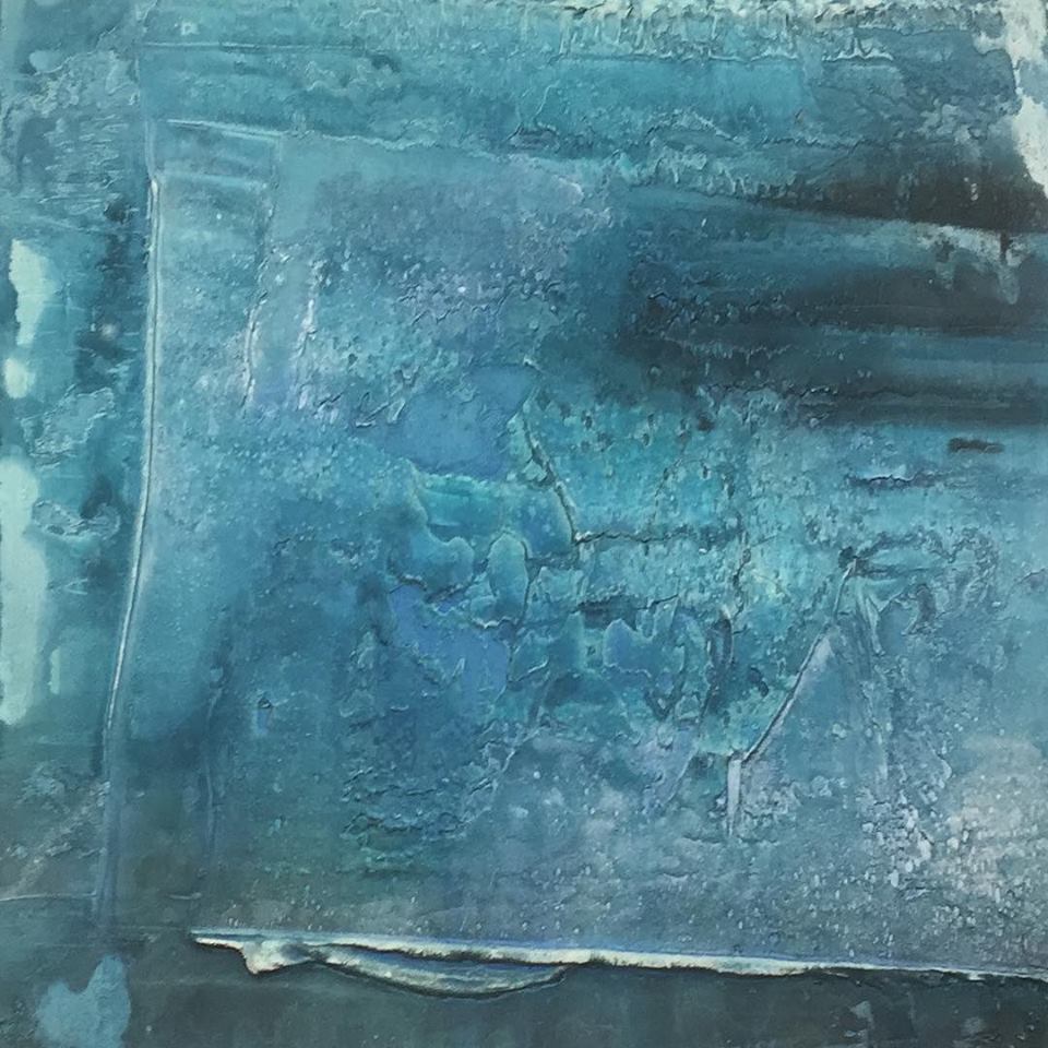 Türkise Stunde, 70 x 70 x 4cm, Mixed Media Pigmente