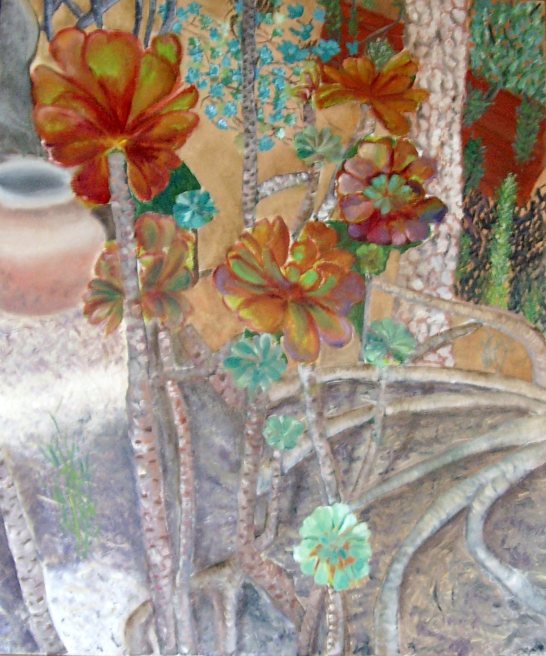 Sukkulenten, 50cm x 70cm. Öl auf Leinwand