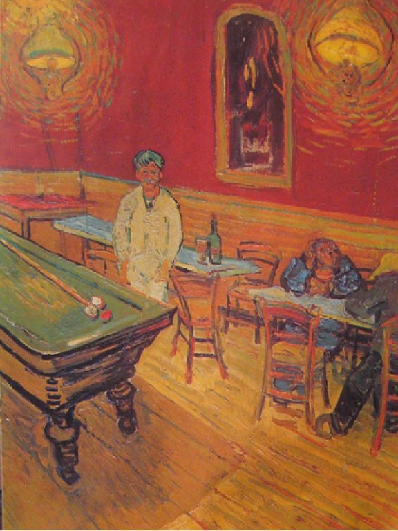 Cafe de noche,interior. Arlés, septiembre de 1888. tela, 81 X 65,5 cm. Otterlo.