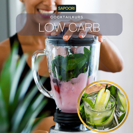 In unserem Low-Carb Cocktailkurs erlebst du, dass Cocktails mehr sein können als Kalorienbomben. Dank Sapooris kreativer Kreationen genießt du leckere Cocktails