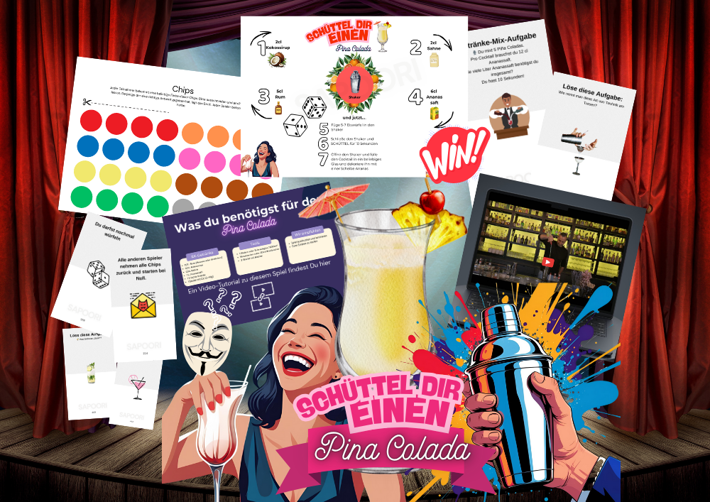 🥥🍍 Schüttel dir einen – Pina Colada: Das ultimative Cocktailspiel für zuhause!