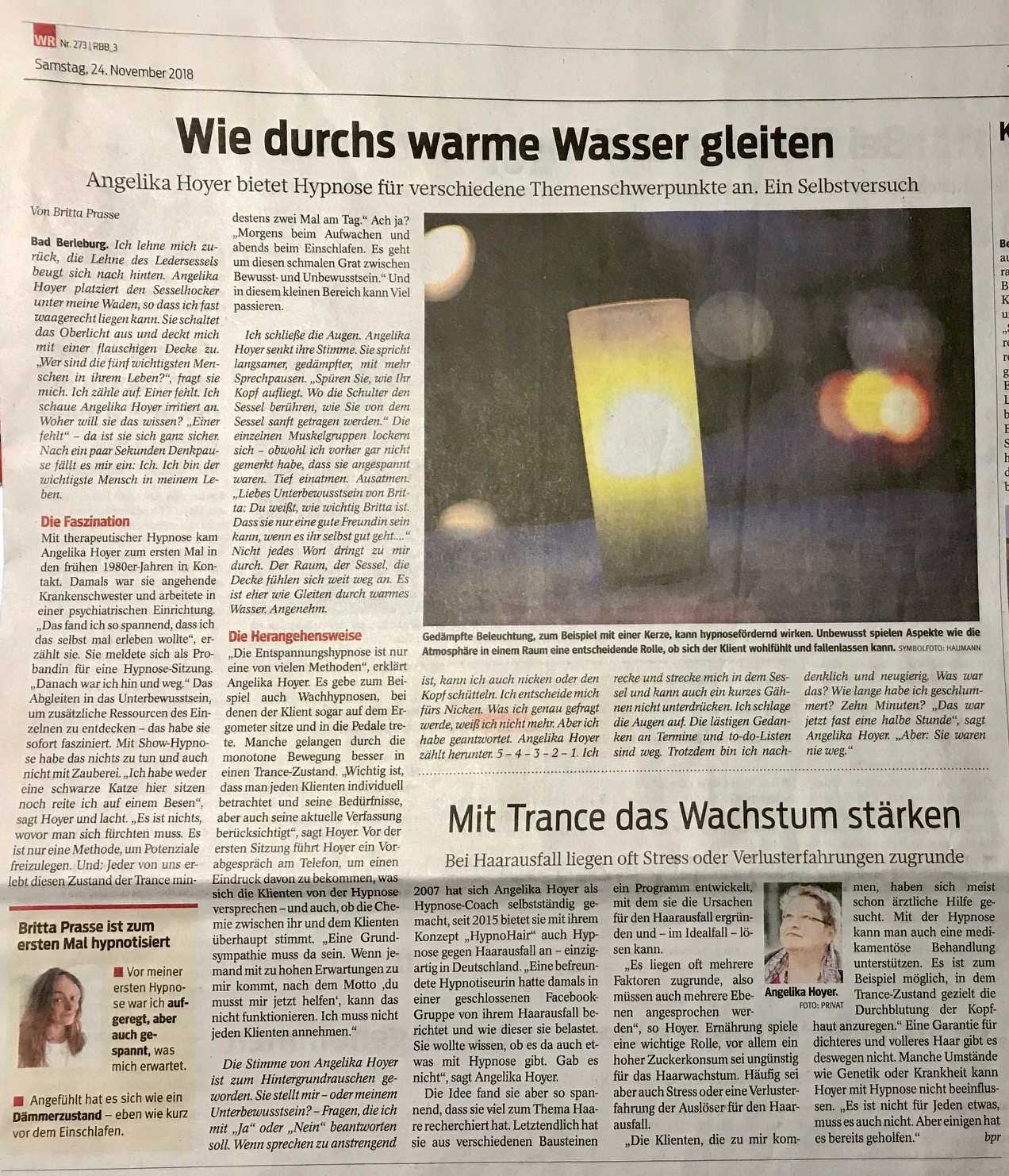 Hypnose ist "wie durchs warme Wasser gleiten" Erfahrung einer Journalistin