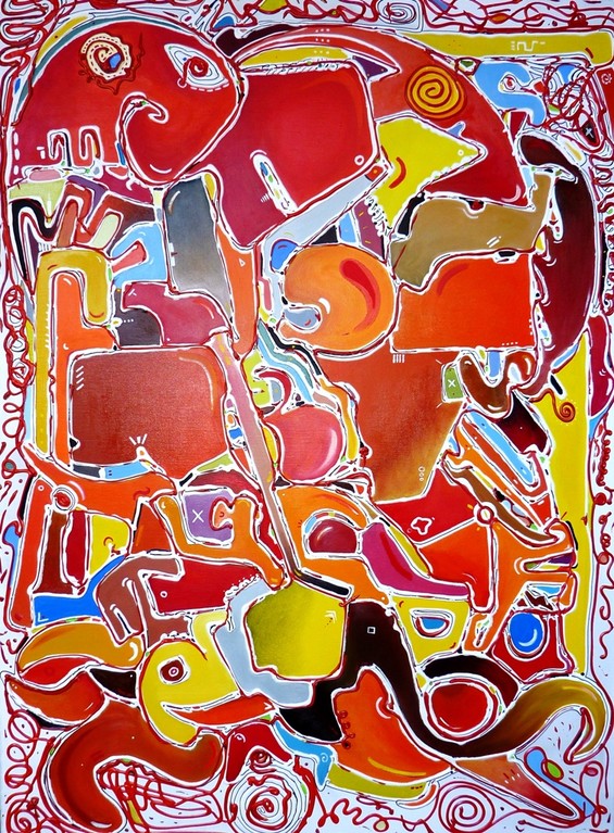 " Pirulí " 100x73 cm. Acrylique et huile sur lin. 2012