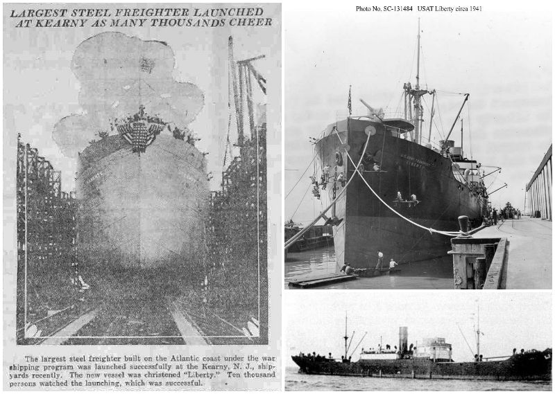 À gauche : le Liberty à sa sortie du chantier naval en 1918. À droite, le Liberty en 1941. (Photos : navsource.org)