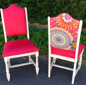 chaises années 60 rénovées par l'atelier de Sylvie