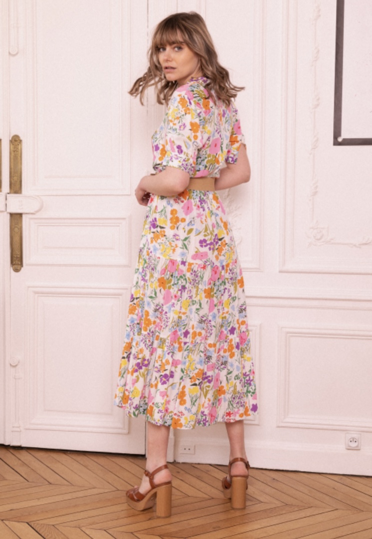 Geblümtes Kleid SPRING in zarten Farben - Ethno-Shop