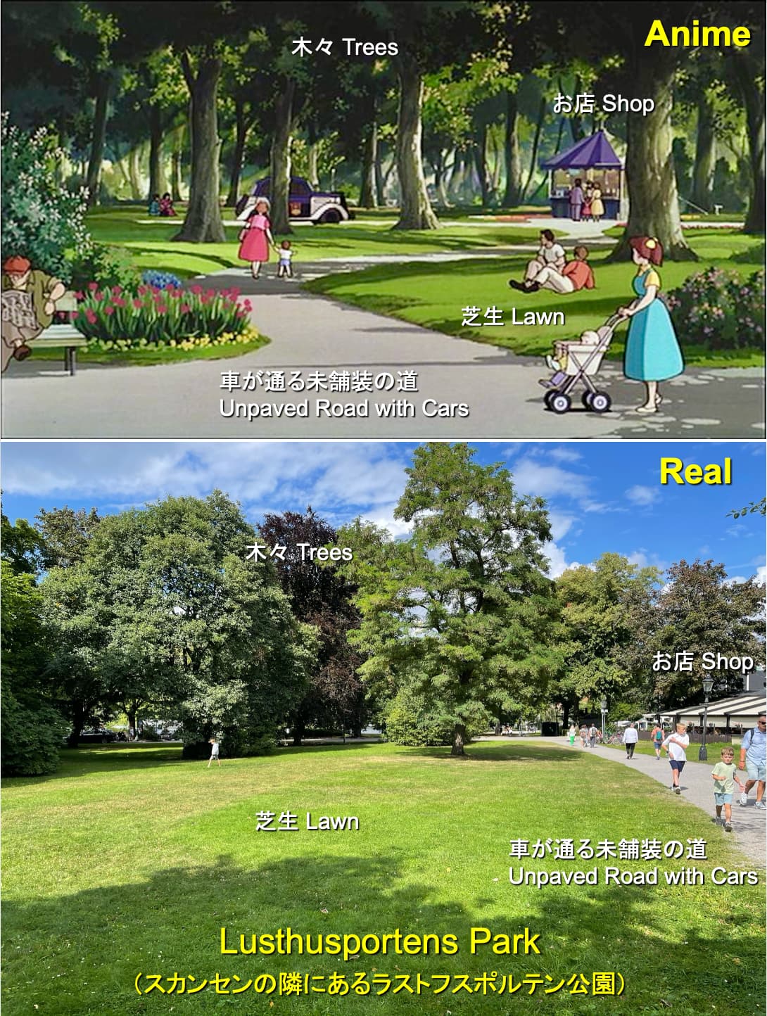 キキが噴水（ガムラスタン）に座って、途方に暮れて眺めていた公園は「Lusthusportens Park」