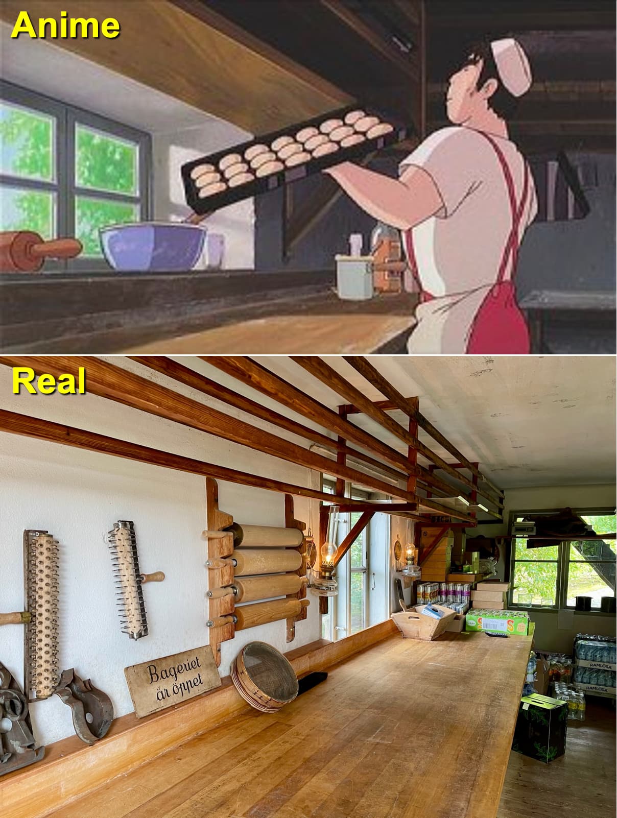 スカンセンのパン屋の厨房とアニメが一致