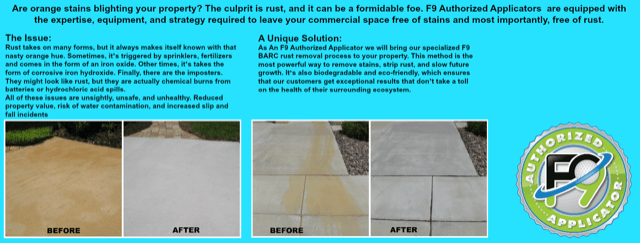 Before and after rust stain removal.