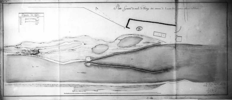 Plan géométral du moulin de Nitray situé commune de Saint-Martin-le-Beau appartenant à Monsieur de Saint-Bris, 1823