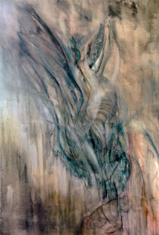 Der gefallene Engel 2, Mischtechnik auf Ölbasis auf Leinwand, 150 x 100 cm, Haider Al-Zubaidi, 1998, in Privatbesitz