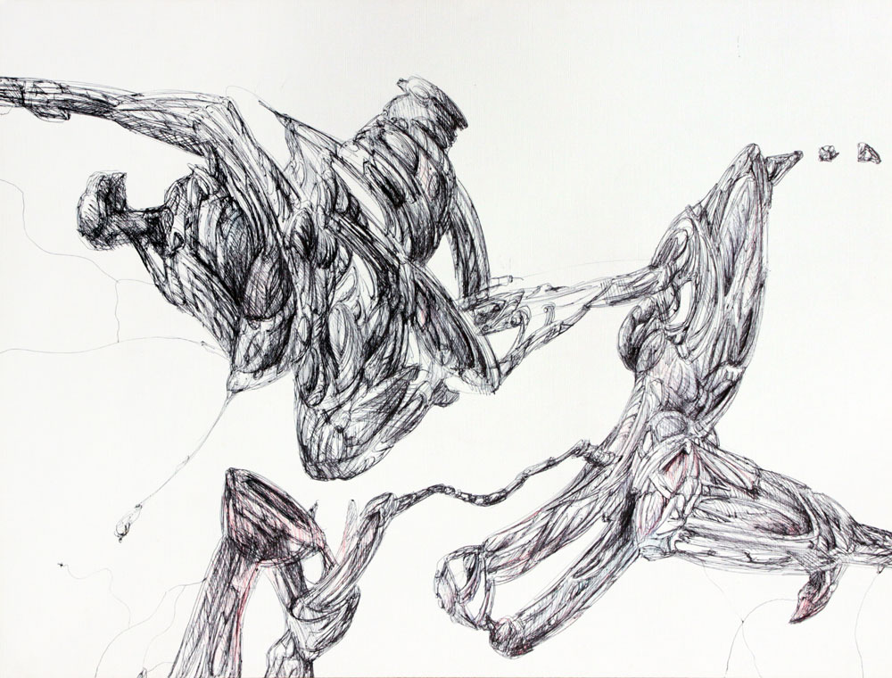 z/nefo2-4, Kugelschreiber auf Papier, 44 x 56 cm, Haider Al-Zubaidi, 2016