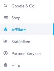 Jimdo Affiliate Partnermenü