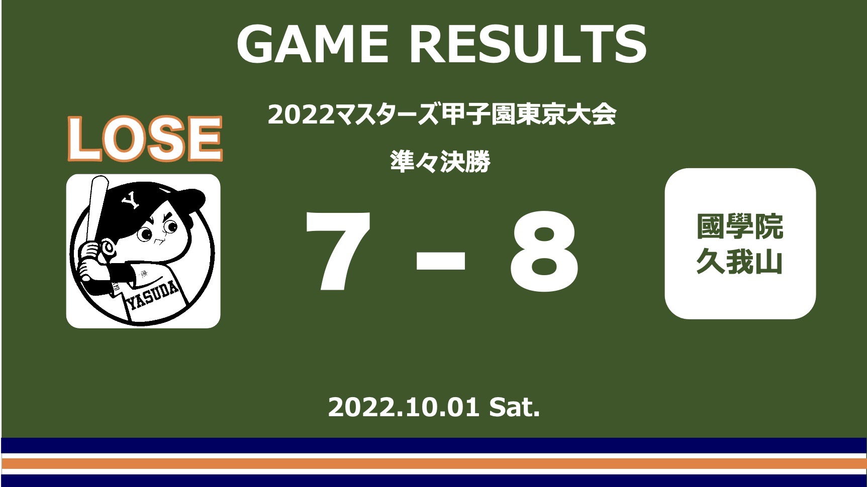 2022マスターズ東京大会：準々決勝（対國學院久我山OB戦）